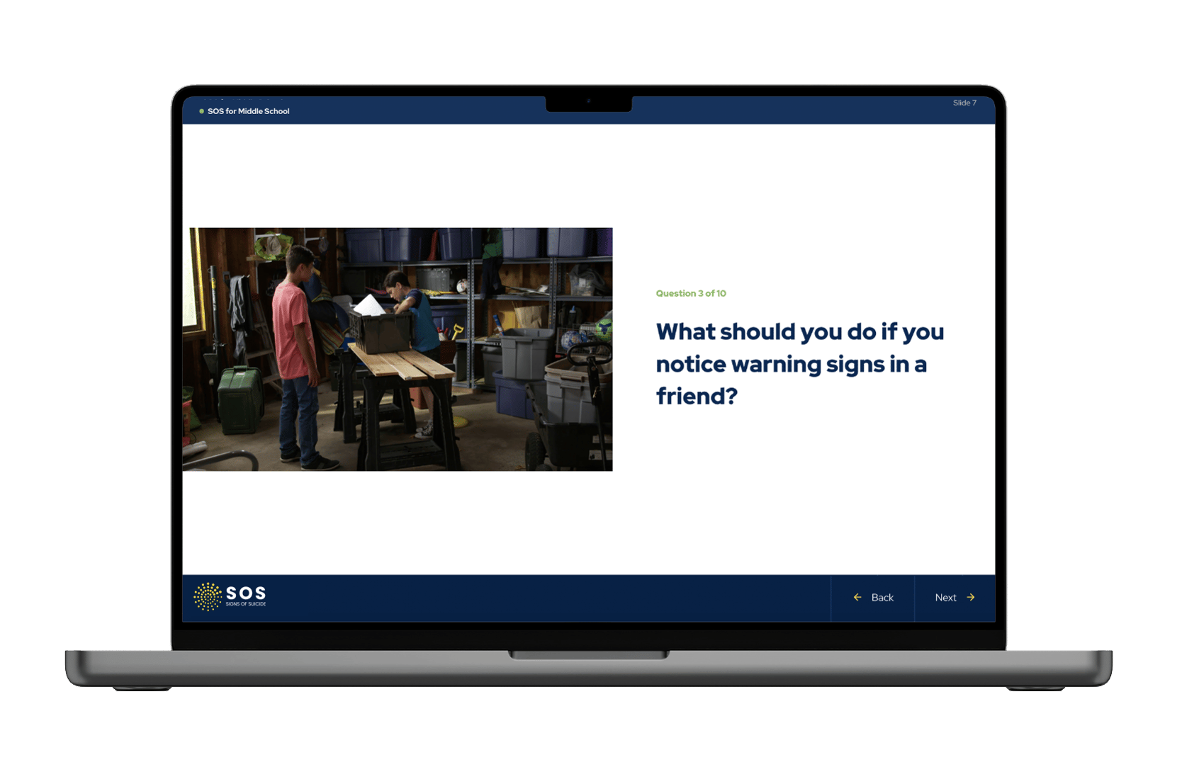 Laptop with image of SOS for Students program
