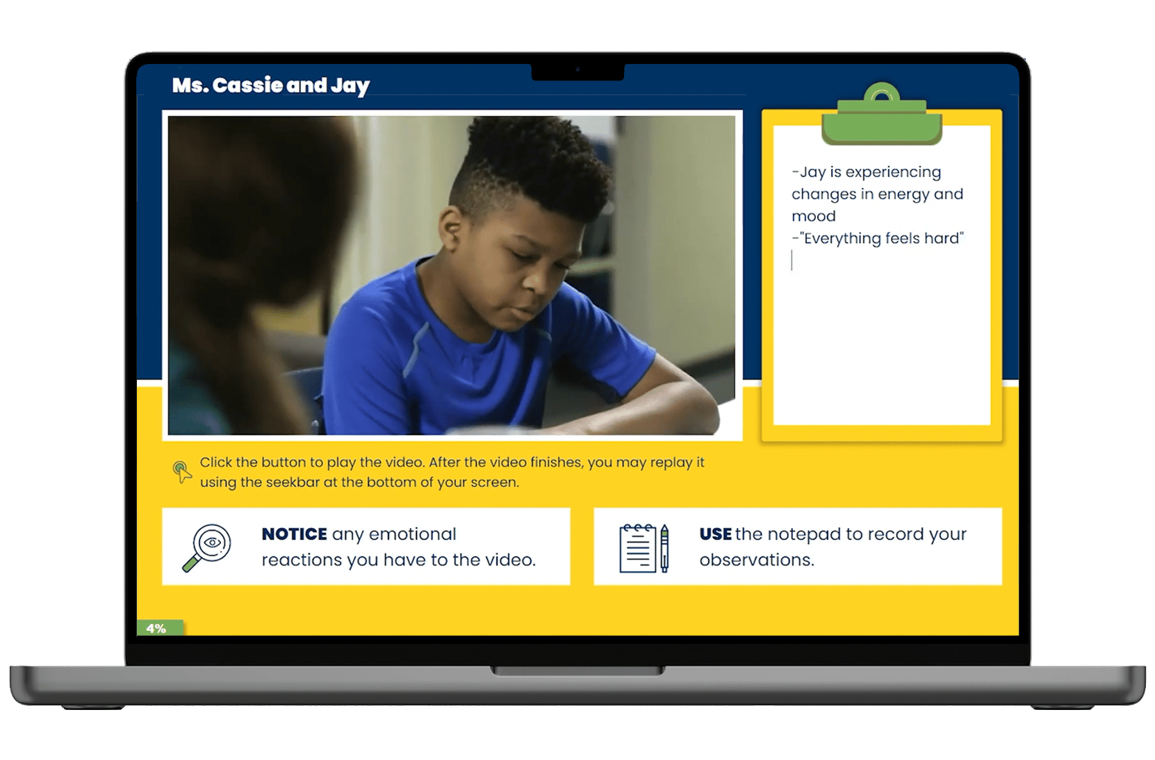 Computer with image of SOS for K-12 School Staff training